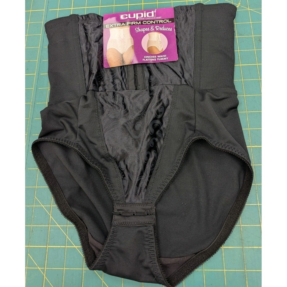 Cupid Extra Firm Control Women's Large Wait Cinching Brief Waist 29 - 30 Black
